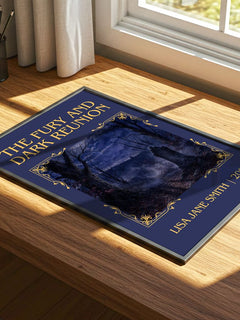 The Fury and Dark Reunion Classic Book Art Print by Lisa Jane Smith – print on a sunlit desk