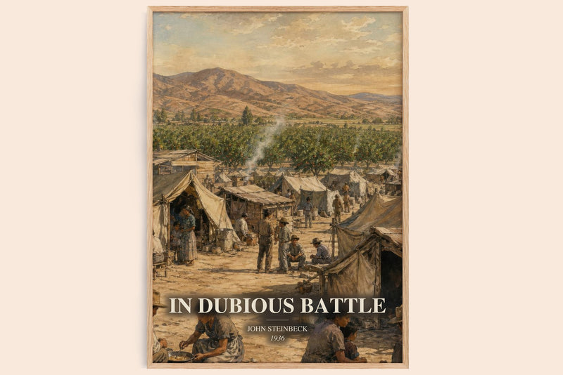 In Dubious Battle watercolour book poster by John Steinbeck – framed literary art print