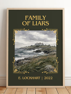 Family of Liars Classic Book Art Print by E. Lockhart – framed print leaning on a wooden floor