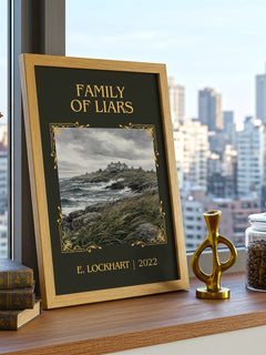 Family of Liars Classic Book Art Print by E. Lockhart – framed print on a city-view windowsill