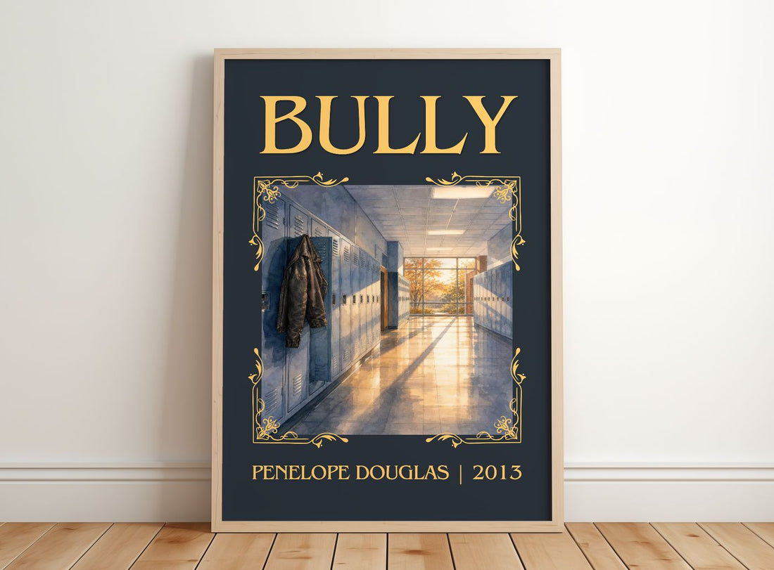 Bully Classic Book Art Print by Penelope Douglas – framed print leaning on a wooden floor