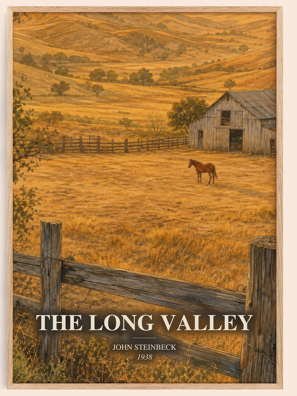 The Long Valley watercolour book poster by John Steinbeck – framed literary art print