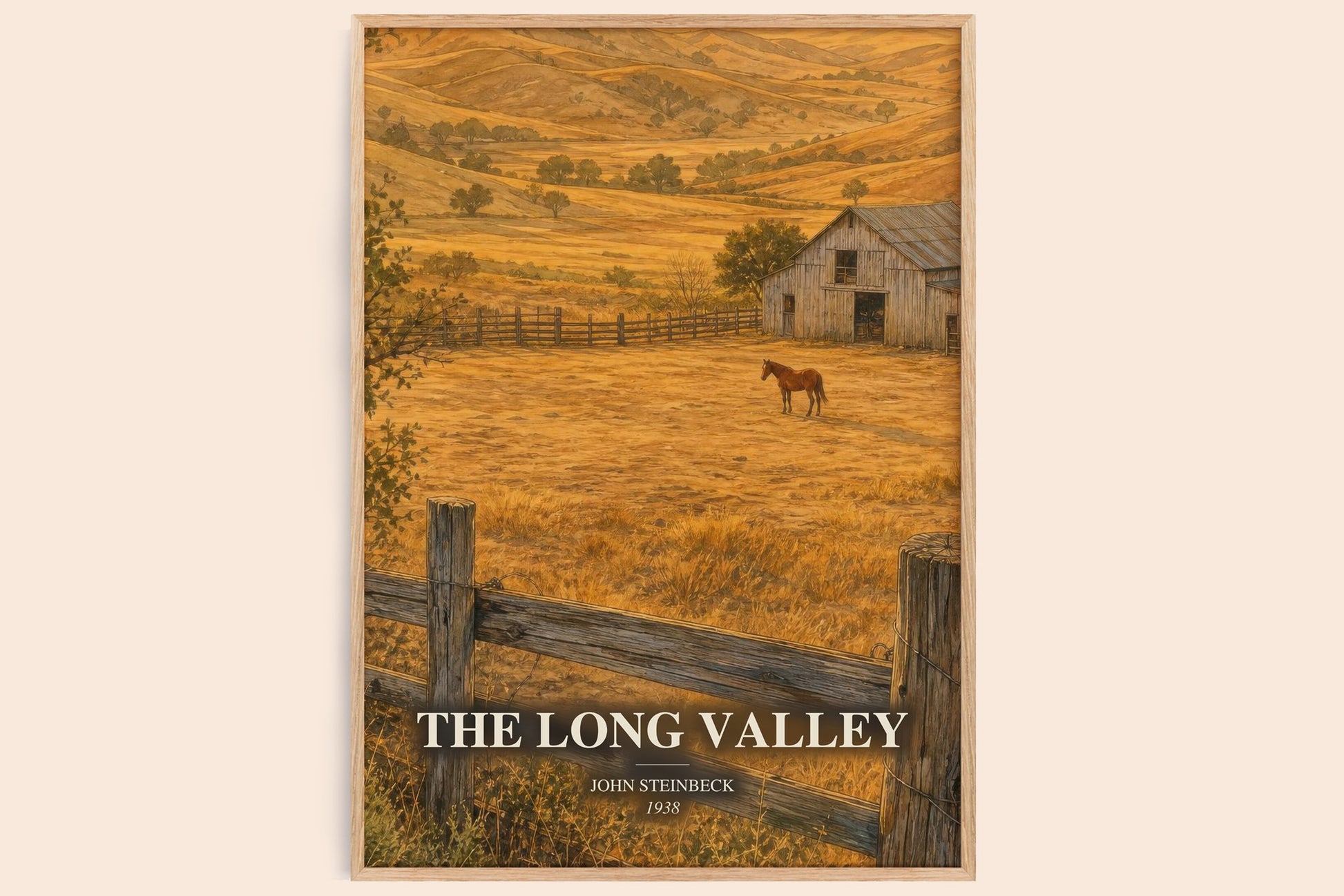 The Long Valley watercolour book poster by John Steinbeck – framed literary art print