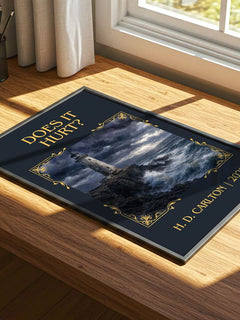 Does It Hurt? Classic Book Art Print by H. D. Carlton – print on a sunlit desk