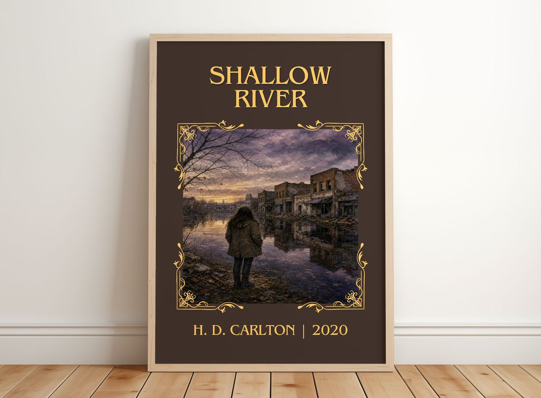 Shallow River Classic Book Art Print by H. D. Carlton – framed print leaning on a wooden floor