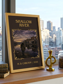 Shallow River Classic Book Art Print by H. D. Carlton – framed print on a city-view windowsill