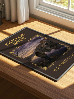 Shallow River Classic Book Art Print by H. D. Carlton – print on a sunlit desk
