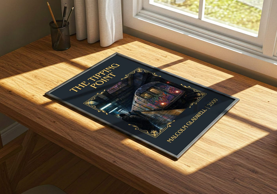 The Tipping Point Classic Book Art Print by Malcolm Gladwell – print on a sunlit desk