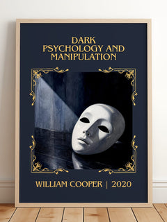 Dark Psychology and Manipulation Classic Book Art Print by W. Cooper – framed print leaning on a wooden floor