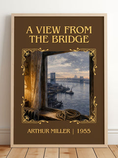 A View from the Bridge Classic Book Art Print by Arthur Miller – framed print leaning on a wooden floor
