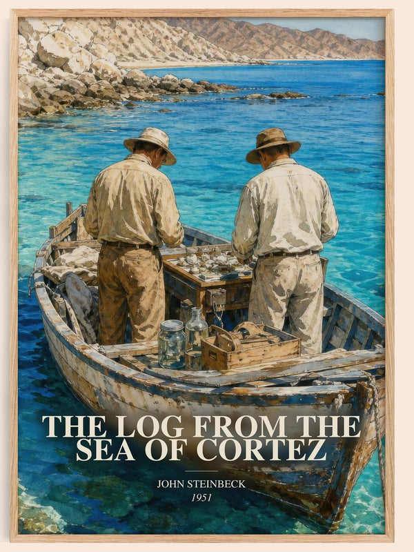 The Log From The Sea Of Cortez watercolour book poster by John Steinbeck – framed literary art print