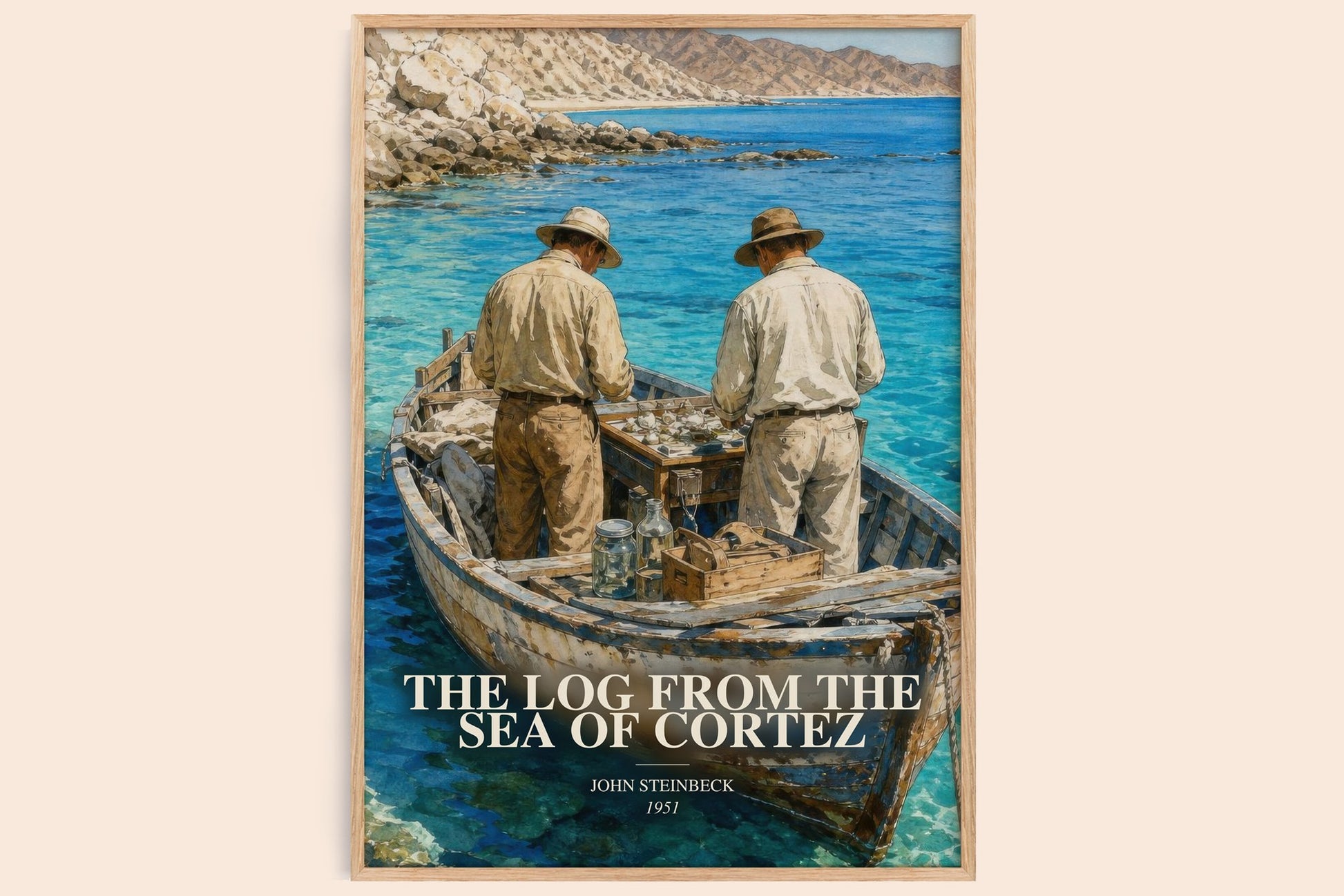 The Log From The Sea Of Cortez watercolour book poster by John Steinbeck – framed literary art print