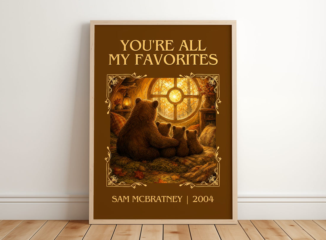 You're all my favorites Classic Book Art Print by Sam McBratney – framed print leaning on a wooden floor