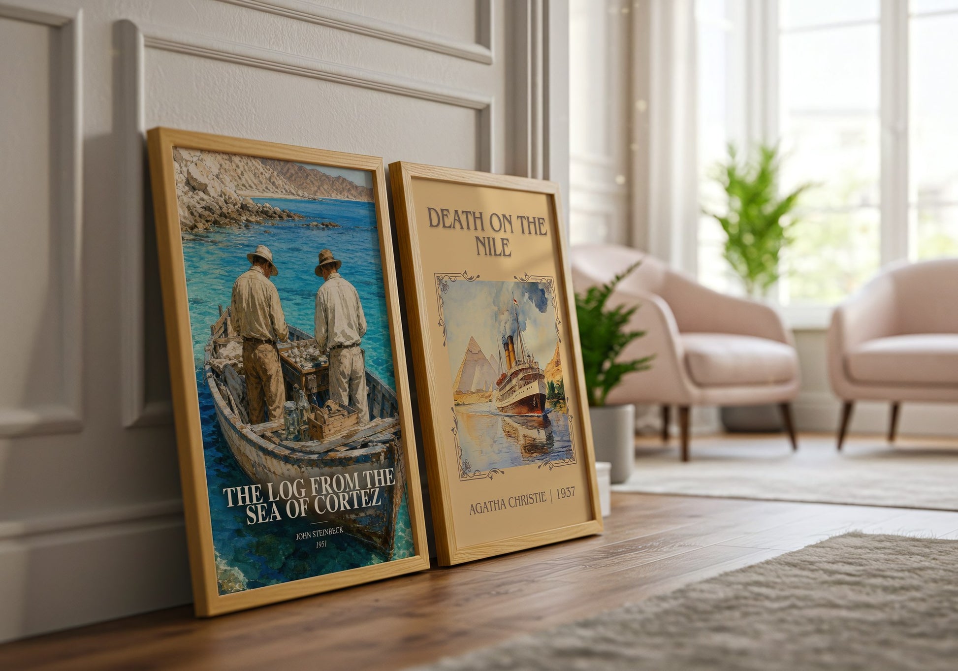 The Log From The Sea Of Cortez watercolour print framed by window – literary home decor