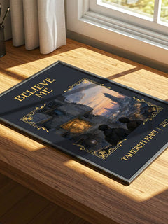 Believe Me Classic Book Art Print by Tahereh Mafi – print on a sunlit desk