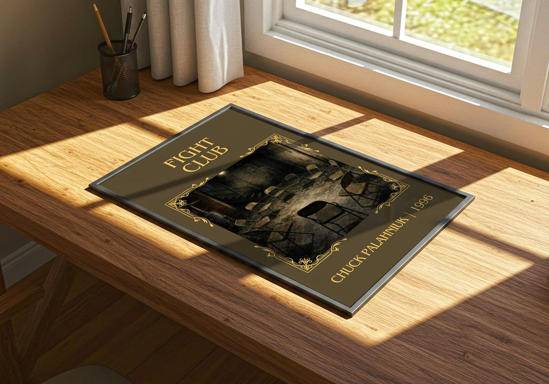 Fight Club Classic Book Art Print by Chuck Palahniuk – print on a sunlit desk