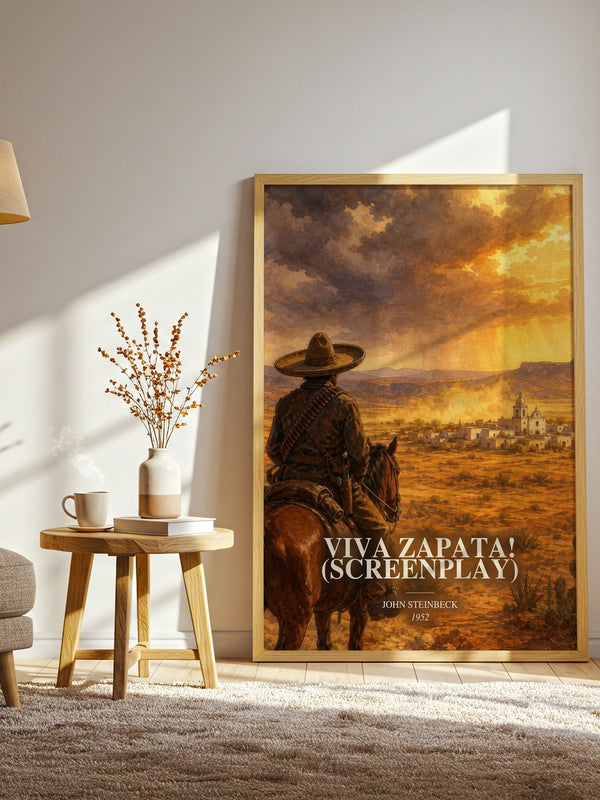 Viva Zapata! (Screenplay) watercolour print in frame leaning in hallway – historical fiction wall art