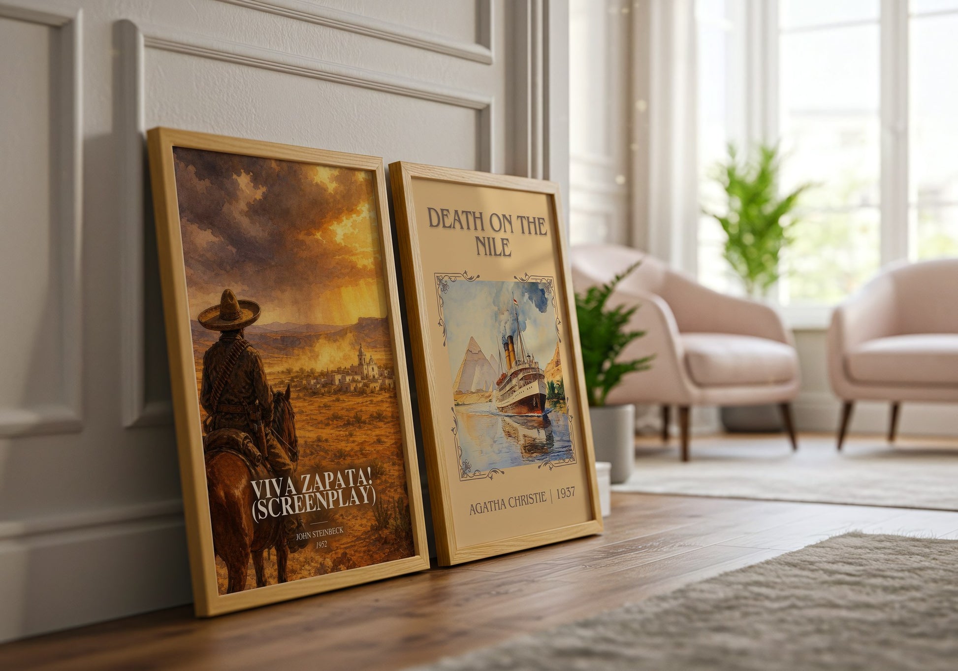 Viva Zapata! (Screenplay) watercolour print framed by window – literary home decor