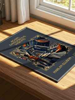Again, Dangerous Visions Classic Book Art Print by Harlan Ellison – print on a sunlit desk