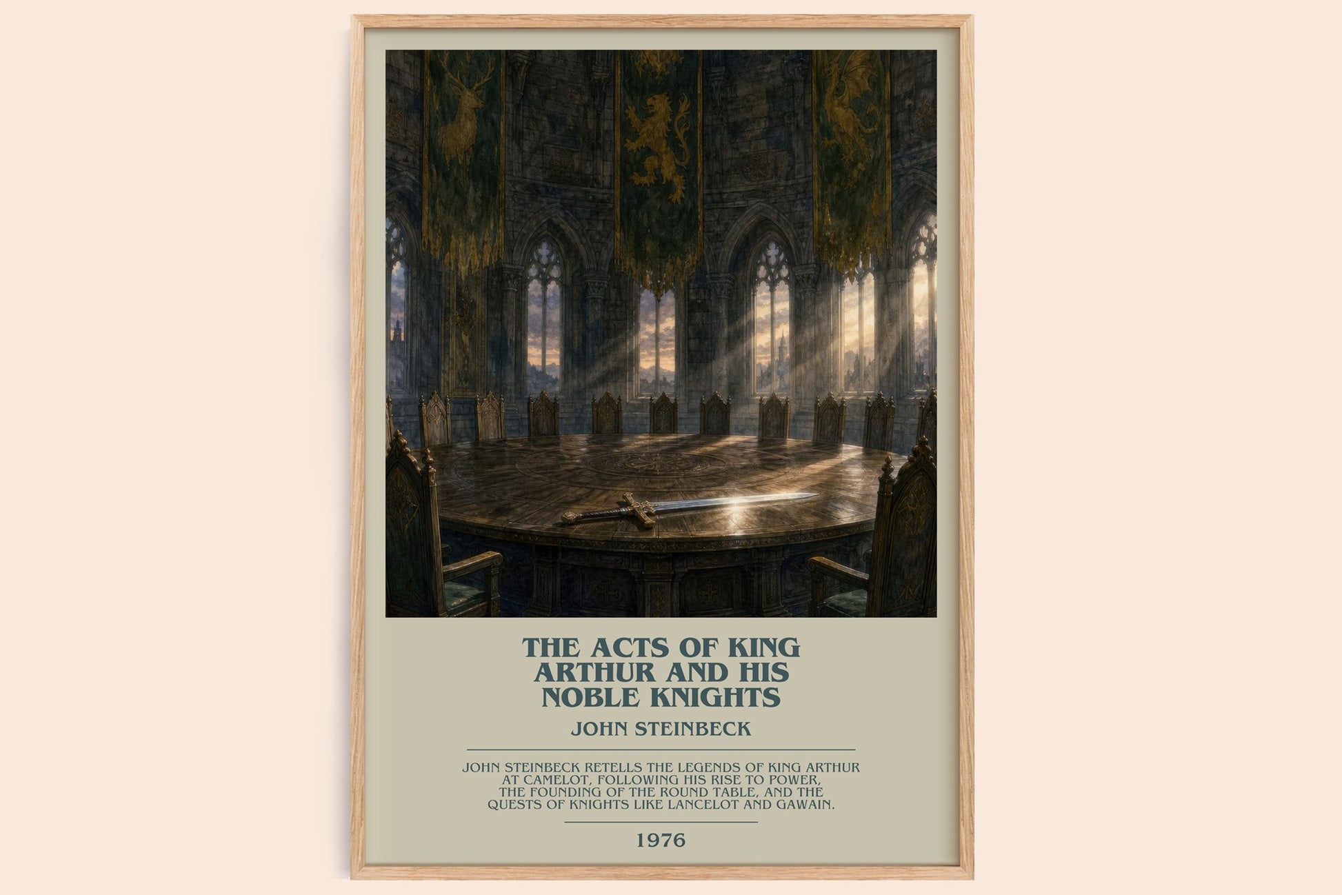 The Acts Of King Arthur And His Noble Knights bookish book poster by John Steinbeck – framed literary art print