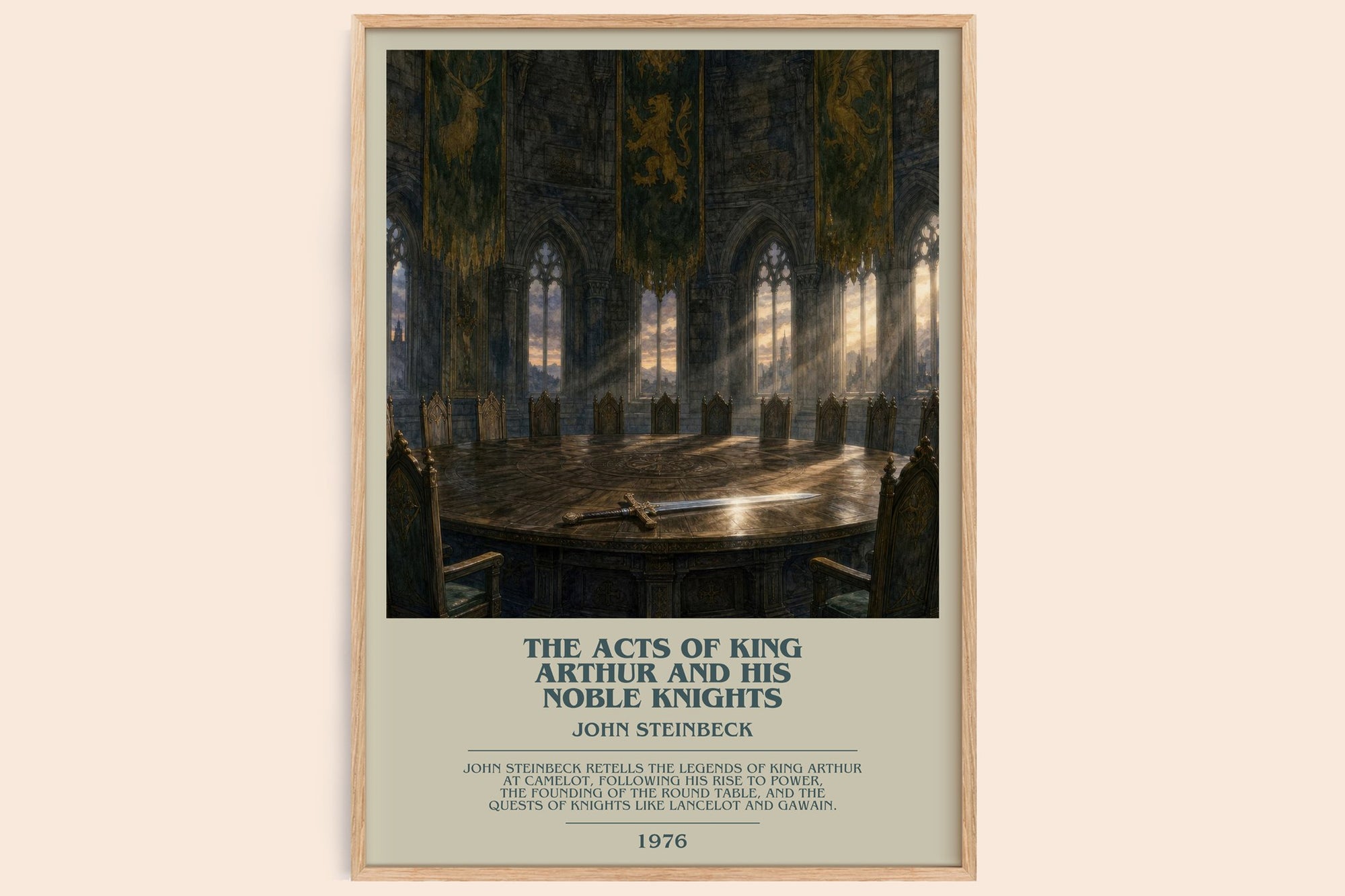 The Acts Of King Arthur And His Noble Knights bookish book poster by John Steinbeck – framed literary art print