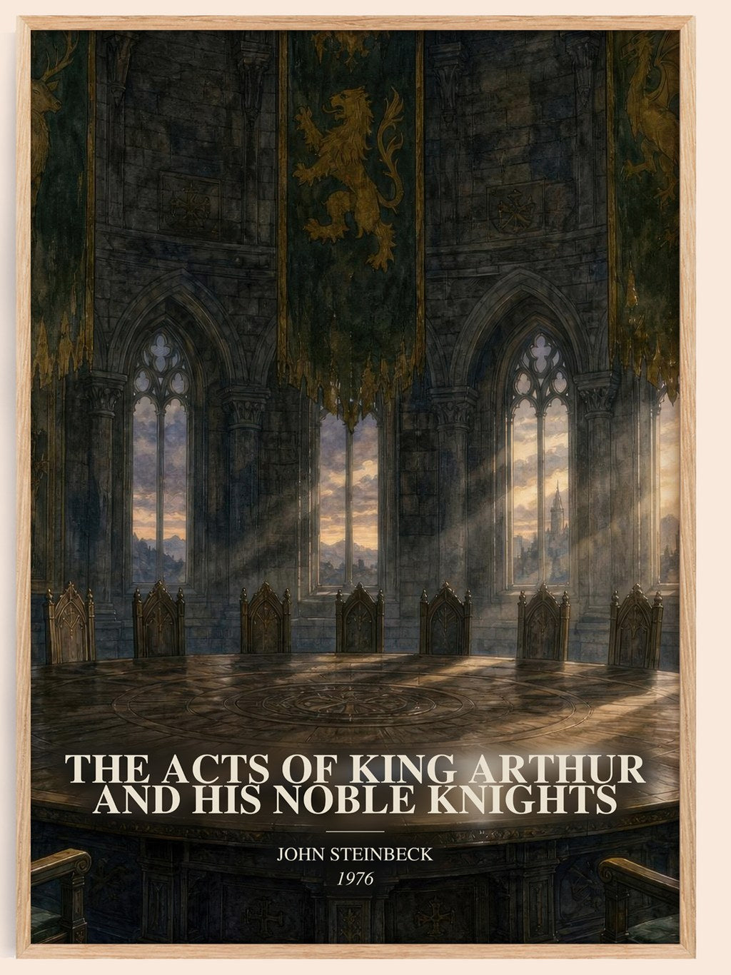 The Acts Of King Arthur And His Noble Knights watercolour book poster by John Steinbeck – framed literary art print