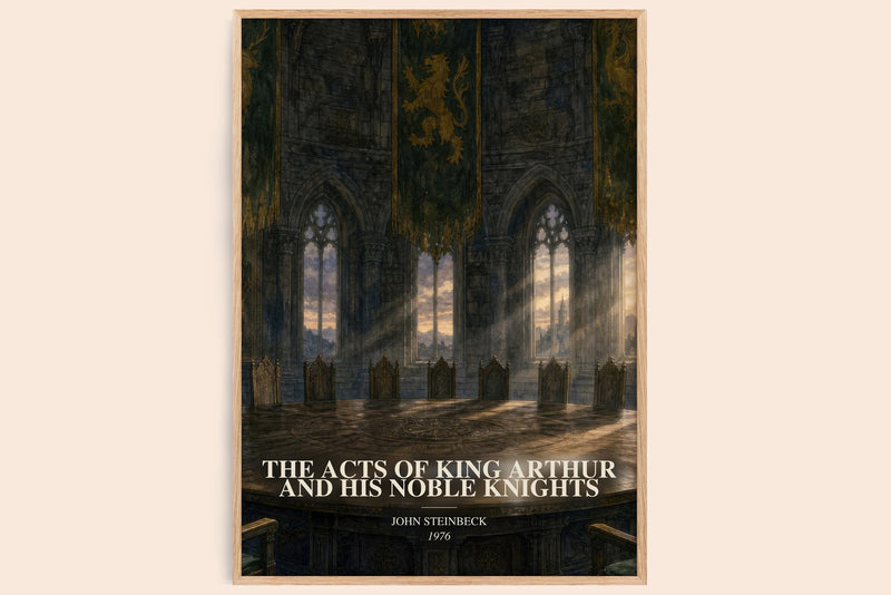 The Acts Of King Arthur And His Noble Knights watercolour book poster by John Steinbeck – framed literary art print