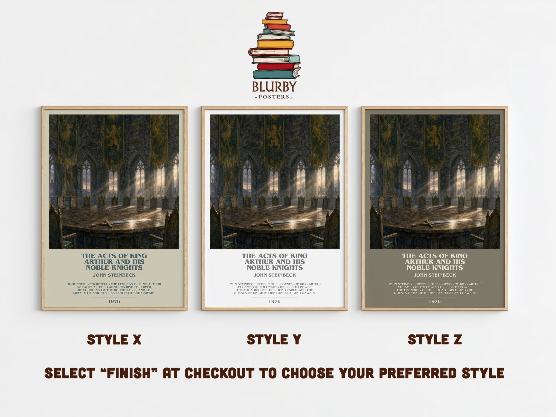 The Acts Of King Arthur And His Noble Knights bookish print in frame leaning in hallway – fantasy wall art