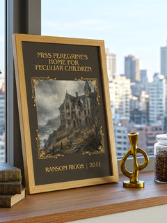 Miss Peregrine's Home for Peculiar Children Classic Book Art Print by Ransom Riggs – framed print on a city-view windowsill