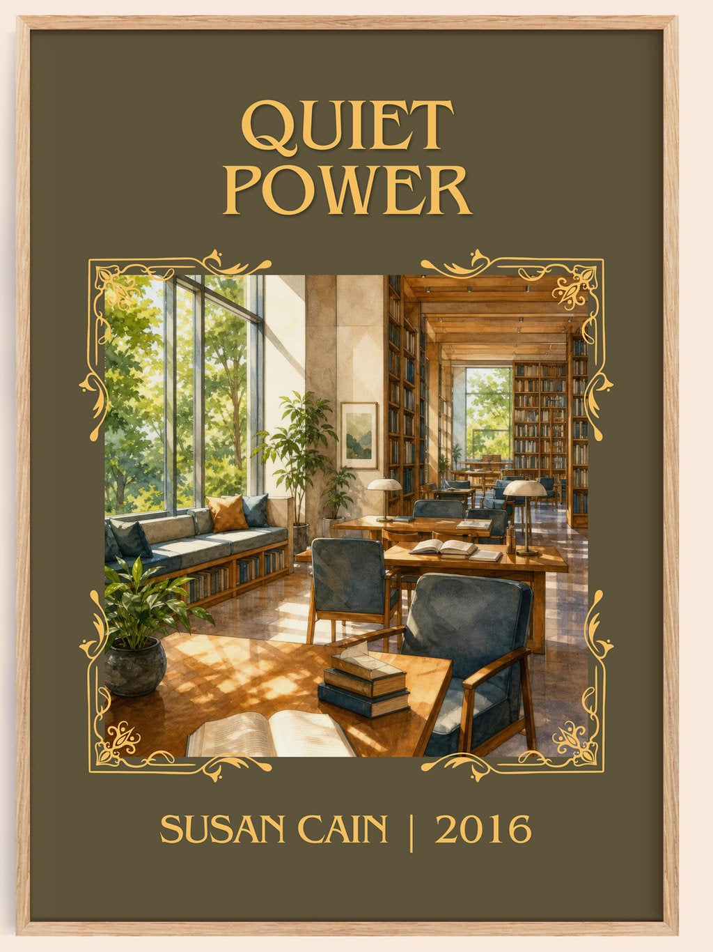 Quiet power classic book art book poster by Susan Cain – framed literary art print