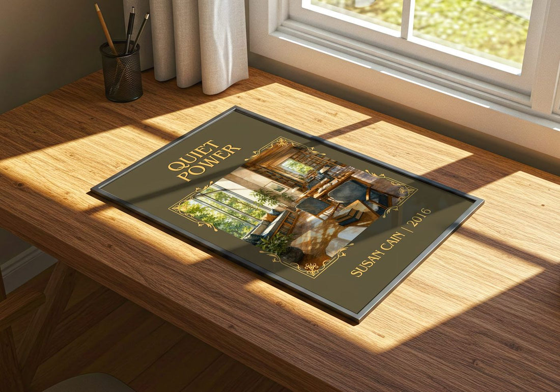 Quiet power classic book art print framed by window – literary home decor