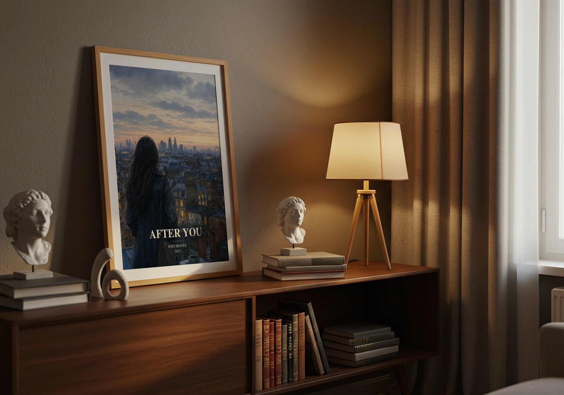 After You watercolour print on bookshelf – Jojo Moyes fan gift