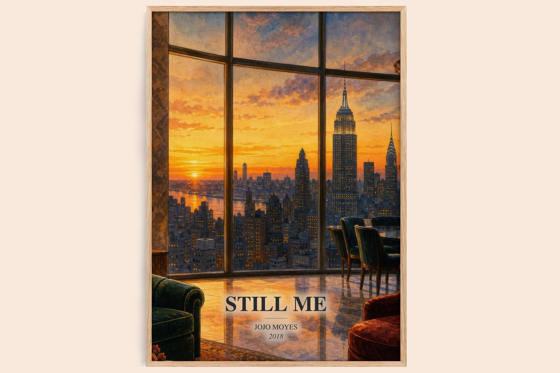 Still Me watercolour book poster by Jojo Moyes – framed literary art print