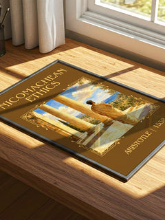 Nicomachean Ethics Classic Book Art Print by Aristotle – print on a sunlit desk