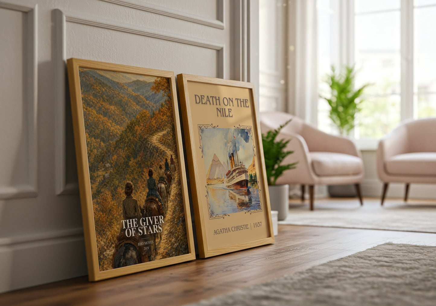 The Giver Of Stars watercolour print framed by window – literary home decor