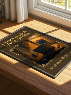 I Too Had a Love Story Classic Book Art Print by Ravinder Singh – print on a sunlit desk