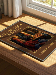 City of Girls: A Novel Classic Book Art Print by Elizabeth Gilbert – print on a sunlit desk