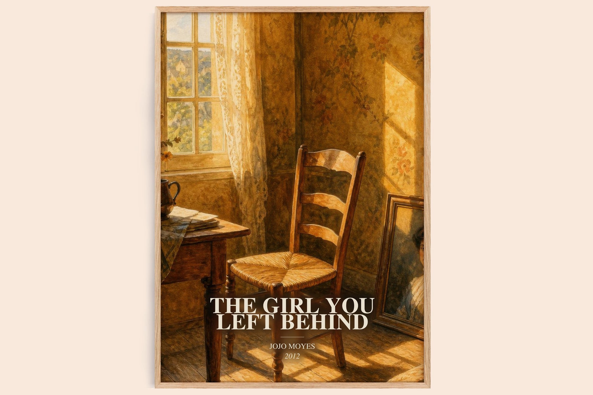 The Girl You Left Behind watercolour book poster by Jojo Moyes – framed literary art print