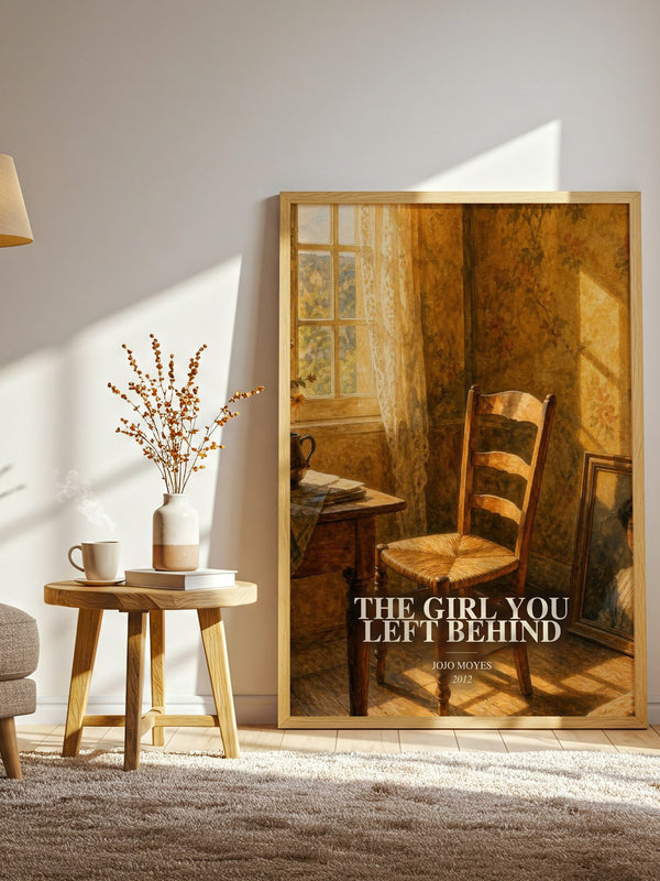 The Girl You Left Behind watercolour print in frame leaning in hallway – historical fiction wall art