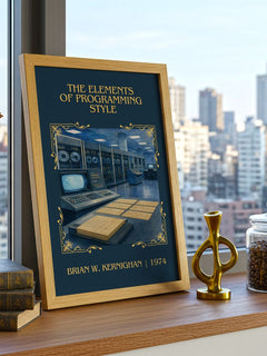 elements of programming style Classic Book Art Print by B. Kernighan – framed print on a city-view windowsill