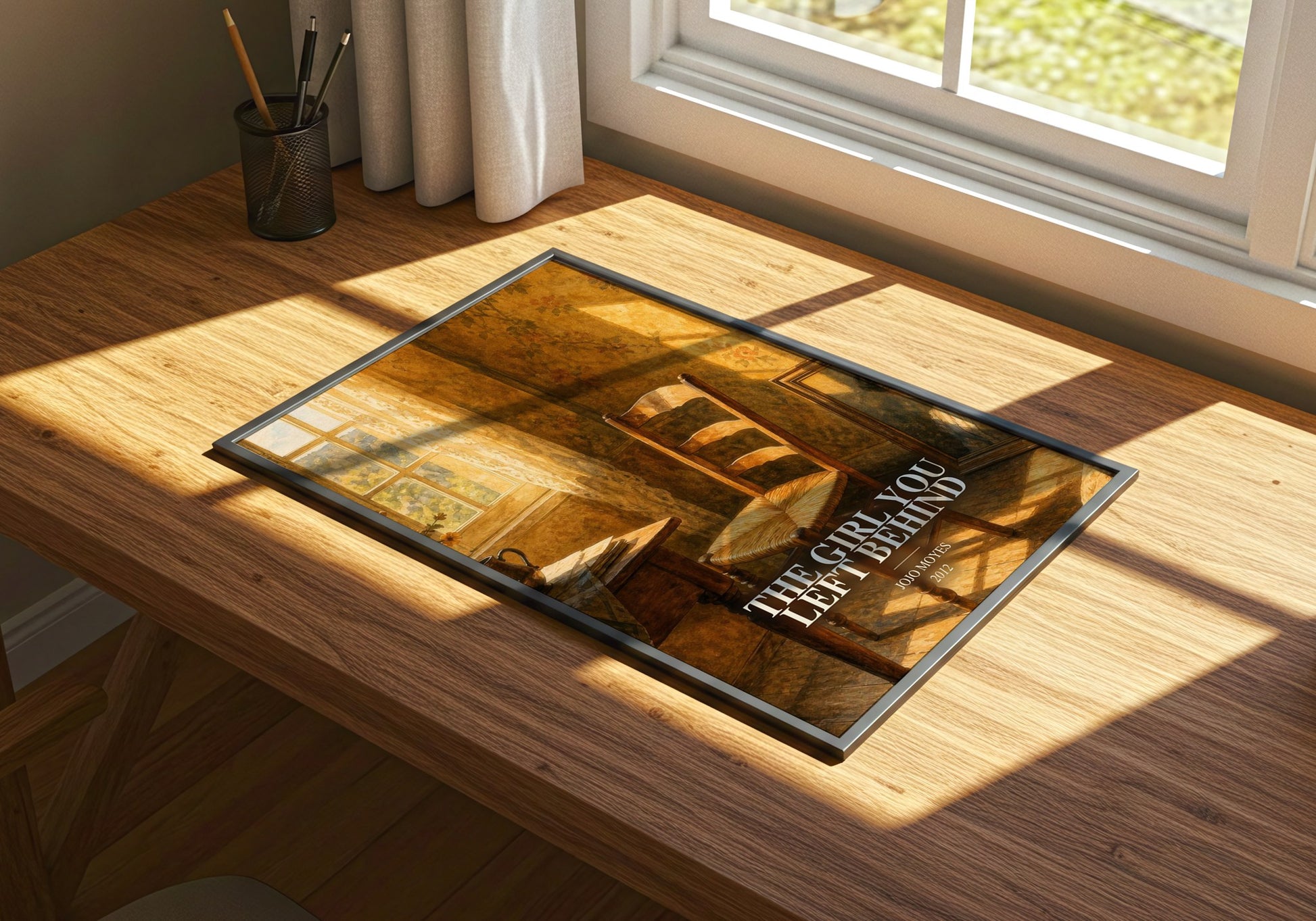 The Girl You Left Behind watercolour book poster framed on wall – historical fiction wall art
