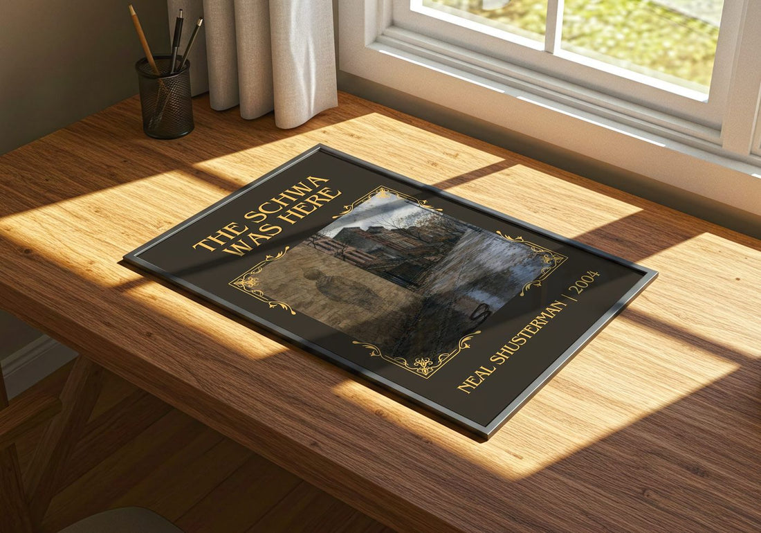 The Schwa was here classic book art print framed by window – literary home decor