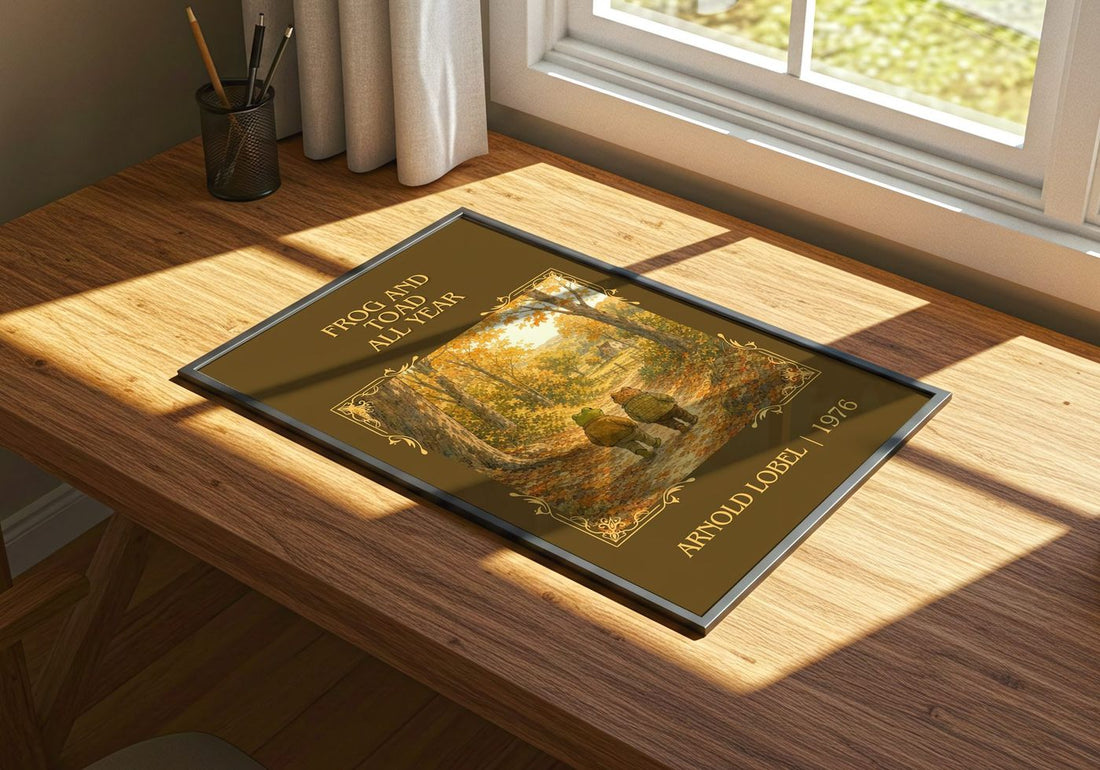 Frog and Toad All Year classic book art print framed by window – literary home decor