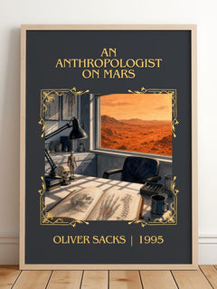 An Anthropologist on Mars Classic Book Art Print by Oliver Sacks – framed print leaning on a wooden floor