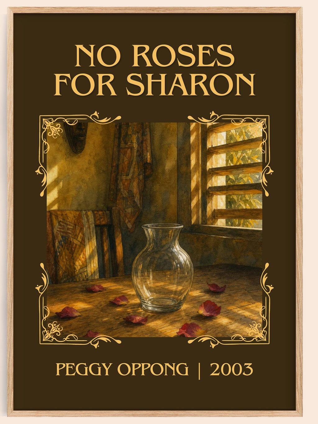 No Roses For Sharon classic book art book poster by Peggy Oppong – framed literary art print