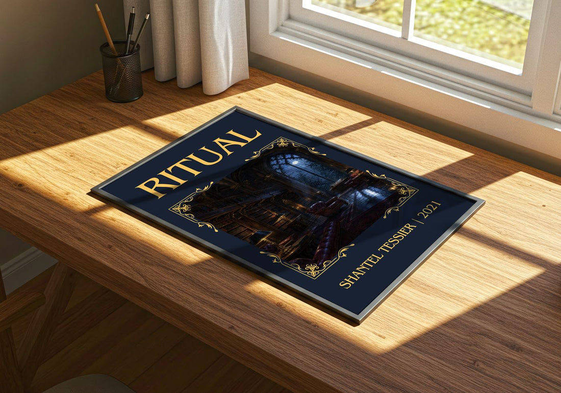 Ritual Classic Book Art Print by Shantel Tessier – print on a sunlit desk