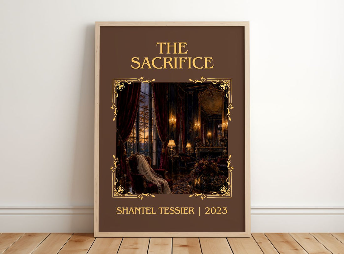 The Sacrifice Classic Book Art Print by Shantel Tessier – framed print leaning on a wooden floor