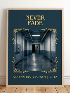Never fade Classic Book Art Print by Alexandra Bracken – framed print leaning on a wooden floor