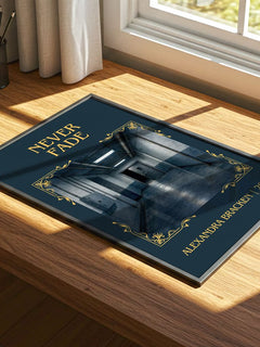 Never fade Classic Book Art Print by Alexandra Bracken – print on a sunlit desk