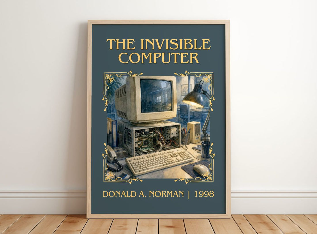 The invisible computer classic book art print in frame leaning in hallway – non fiction wall art
